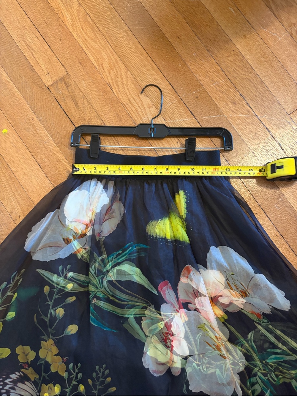 Alice and Olivia Floral Black Maxi Skirt with Sheer Overlay - Picture 4 of 5